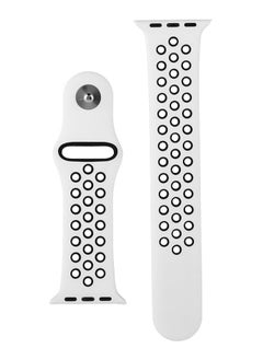 Generic Compatible Sport Band Apple Watch 42mm 44mm /45mm /49mm Silicone Strap Replacement Wristband iWatch Series 4/3/2/1 Nike- S/M - (White/Black)  - Image 2