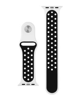 Generic Compatible Sport Band Apple Watch 42mm 44mm /45mm /49mm Silicone Strap Replacement Wristband iWatch Series 4/3/2/1 Nike- S/M - (White/Black)  - Image 3