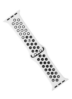 Generic Compatible Sport Band Apple Watch 42mm 44mm /45mm /49mm Silicone Strap Replacement Wristband iWatch Series 4/3/2/1 Nike- S/M - (White/Black)  - Image 1