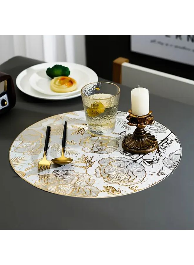 Golden Flower Heat Resistant Placemats Set of 6 PVC Washable Non Slip Table Mats - Image 2