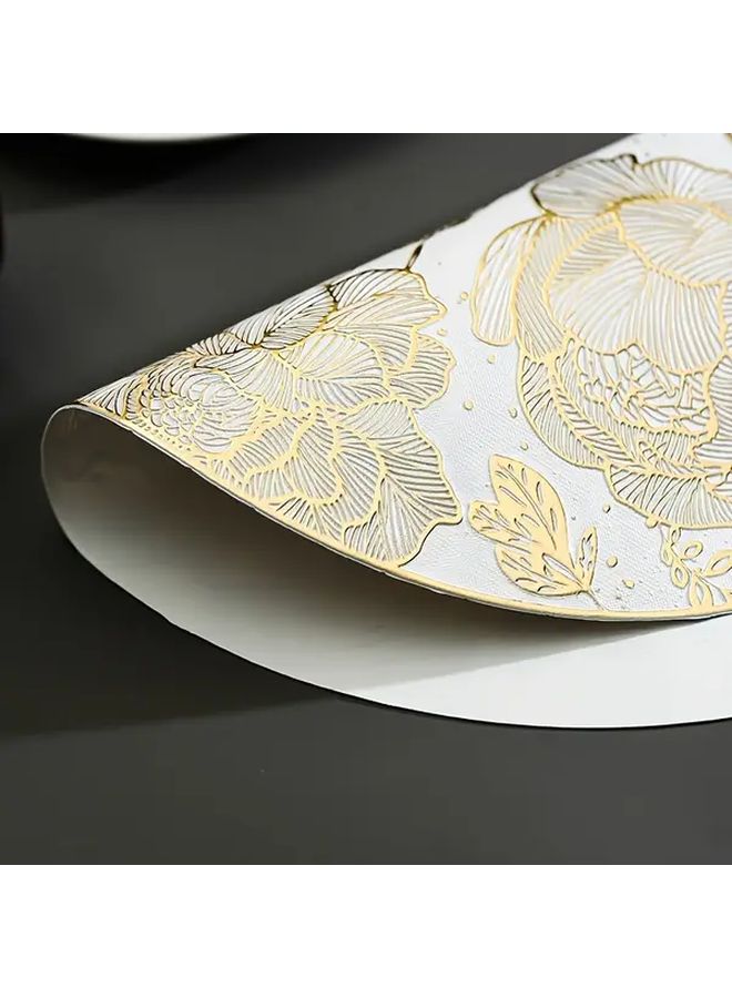Golden Flower Heat Resistant Placemats Set of 6 PVC Washable Non Slip Table Mats - Image 4