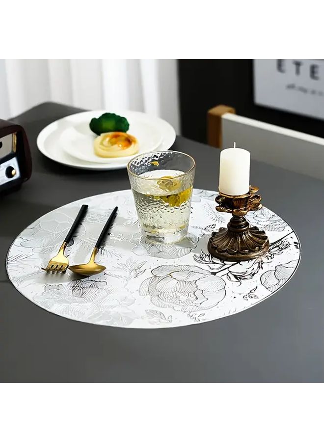 Golden Flower Heat Resistant Placemats Set of 6 PVC Washable Non Slip Table Mats - Image 1