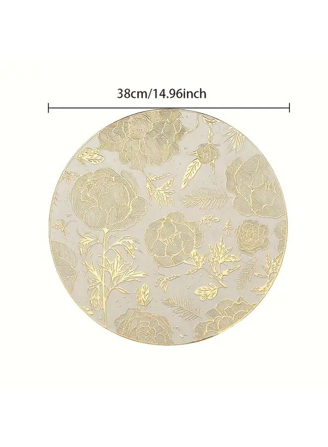 Golden Flower Heat Resistant Placemats Set of 6 PVC Washable Non Slip Table Mats - Image 3