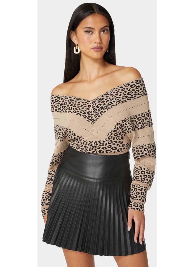 bebe V Neck Dolman Sleeve Jacquard Knit Sweater - Image 2