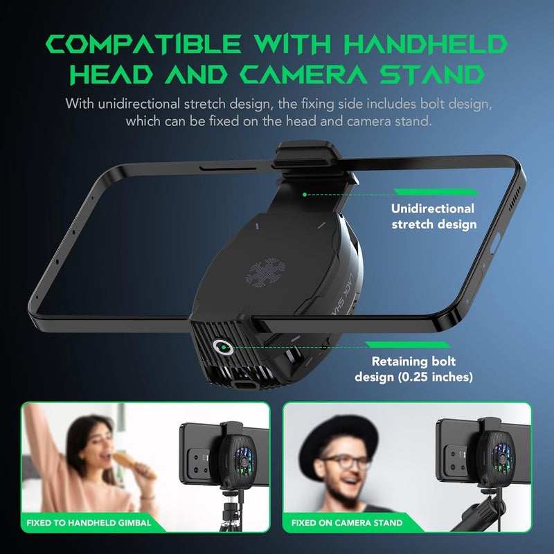 بلاك شارك مبرد هاتف Black Shark FunCooler 5 المغناطيسي، مروحة تبريد محمولة للهواتف المحمولة مع إضاءة RGB، مرشح حراري للهواتف المحمولة من سلسلة iPhone المغناطيسية/Android/الأجهزة اللوحية/iPad (اللون الأسود) - Image 5