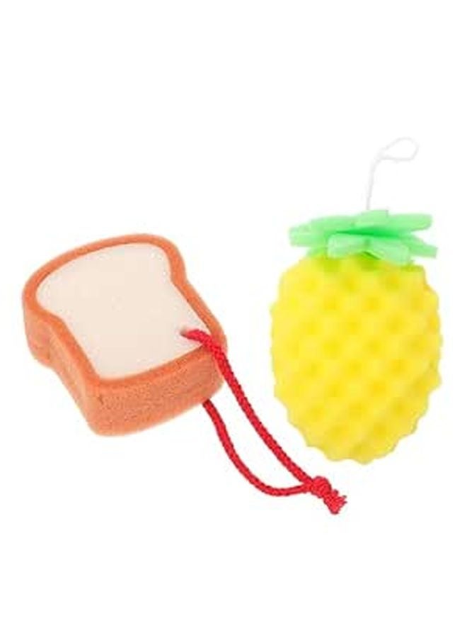 Soft Natural Bath Sponge Set For Kids Reusable Body Cleaning Shower Brush 2 Pack - Image 1