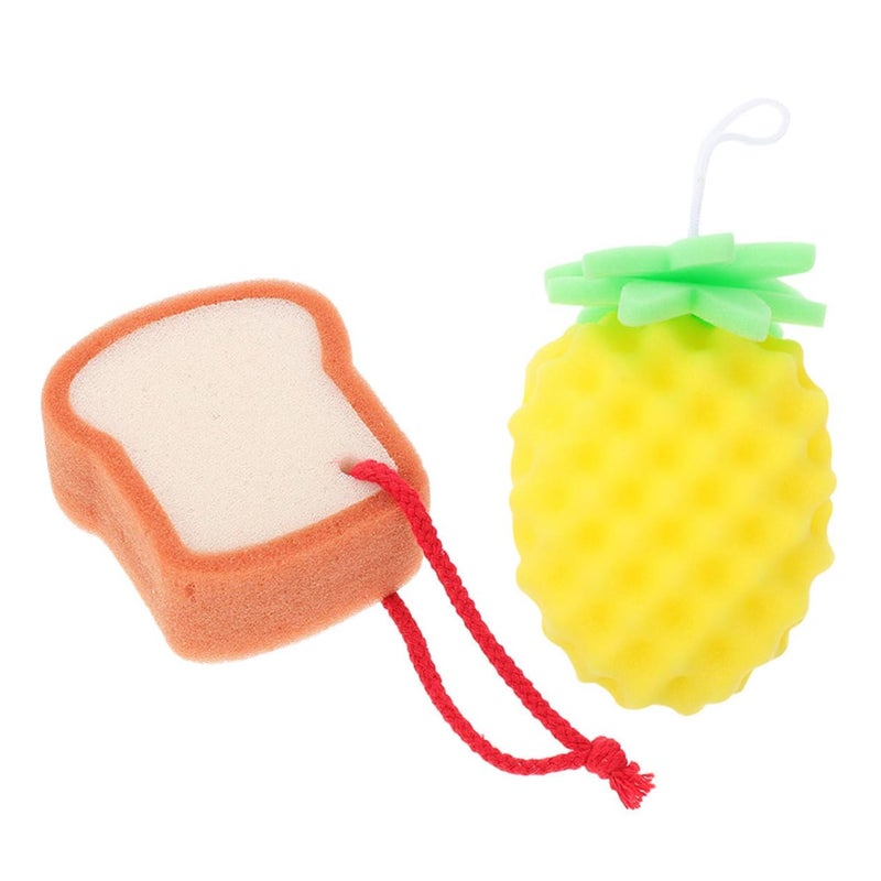 Soft Natural Bath Sponge Set For Kids Reusable Body Cleaning Shower Brush 2 Pack - Image 2