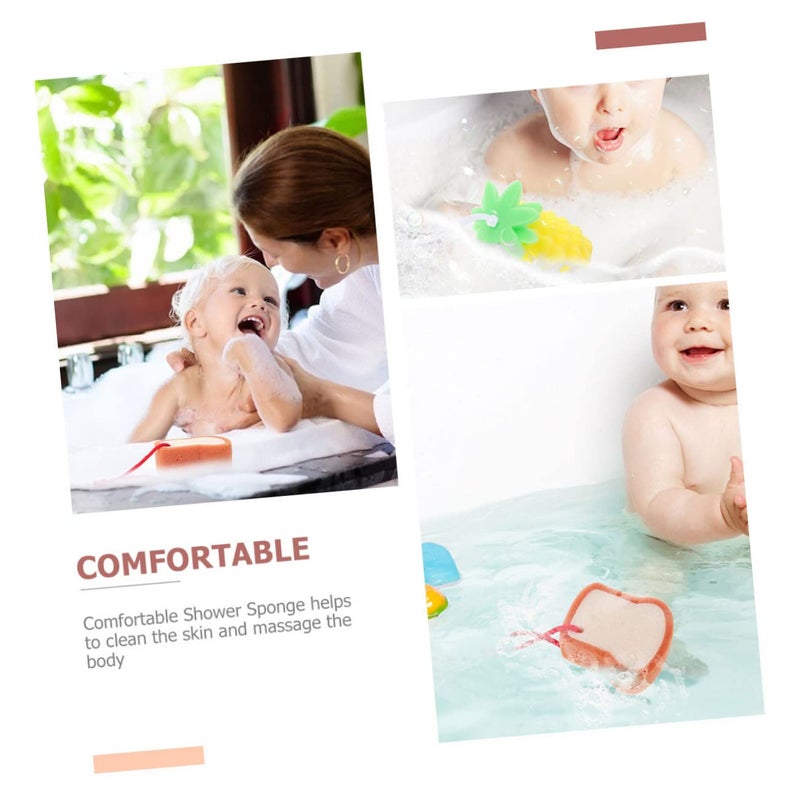 Soft Natural Bath Sponge Set For Kids Reusable Body Cleaning Shower Brush 2 Pack - Image 5