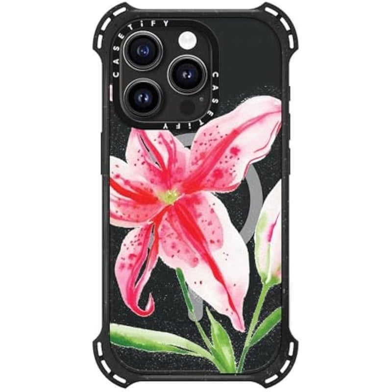 Casetify Bounce iPhone 15 Pro Case 【6X Military Grade Drop Tested / 21.3ft Drop Protection/Compatible with Magsafe】 - Stargazer Lily - Triple Black - Image 4
