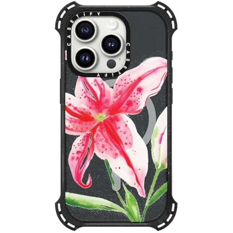 Casetify Bounce iPhone 15 Pro Case 【6X Military Grade Drop Tested / 21.3ft Drop Protection/Compatible with Magsafe】 - Stargazer Lily - Triple Black - Image 3