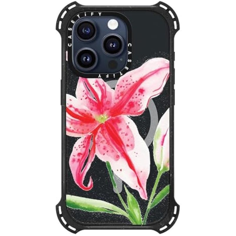 Casetify Bounce iPhone 15 Pro Case 【6X Military Grade Drop Tested / 21.3ft Drop Protection/Compatible with Magsafe】 - Stargazer Lily - Triple Black - Image 2