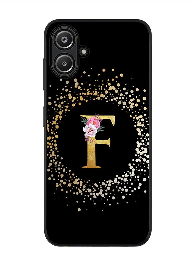 Stylizedd For Samsung Galaxy A06 Case,Slim fit Camera Protection, Shockproof Thin Phone cover - Custom Monogram Floral - F ( Black ) - Image 1