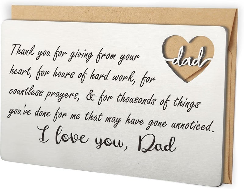 YODOCAMP Thank You Dad Wallet Card Inserts, Engraved Wallet Card for My Dad from Daughter Son, Birthday Father's Day Thanksgiving Christmas Gift - Image 1