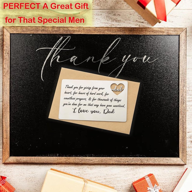 YODOCAMP Thank You Dad Wallet Card Inserts, Engraved Wallet Card for My Dad from Daughter Son, Birthday Father's Day Thanksgiving Christmas Gift - Image 2