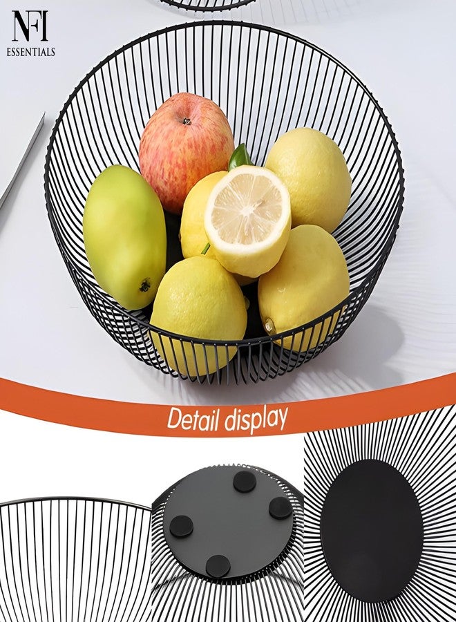 NFI essentials Fruit & Vegetable Basket, Multipurpose Metal Wire Basket, Fruits & Vegetables Storage Bowl for Home, Kitchen & Dining Table, Decorative Potato Onion Stand - Image 2