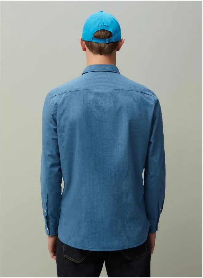 او في اس PIOMBO regular-fit seersucker shirt