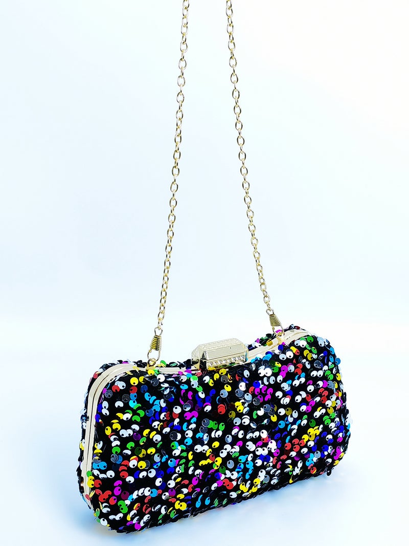Sparkling Color Bead Clip Bag Ladies Double Chain Dinner Bag Women'S Bag Bride Bag - Image 5