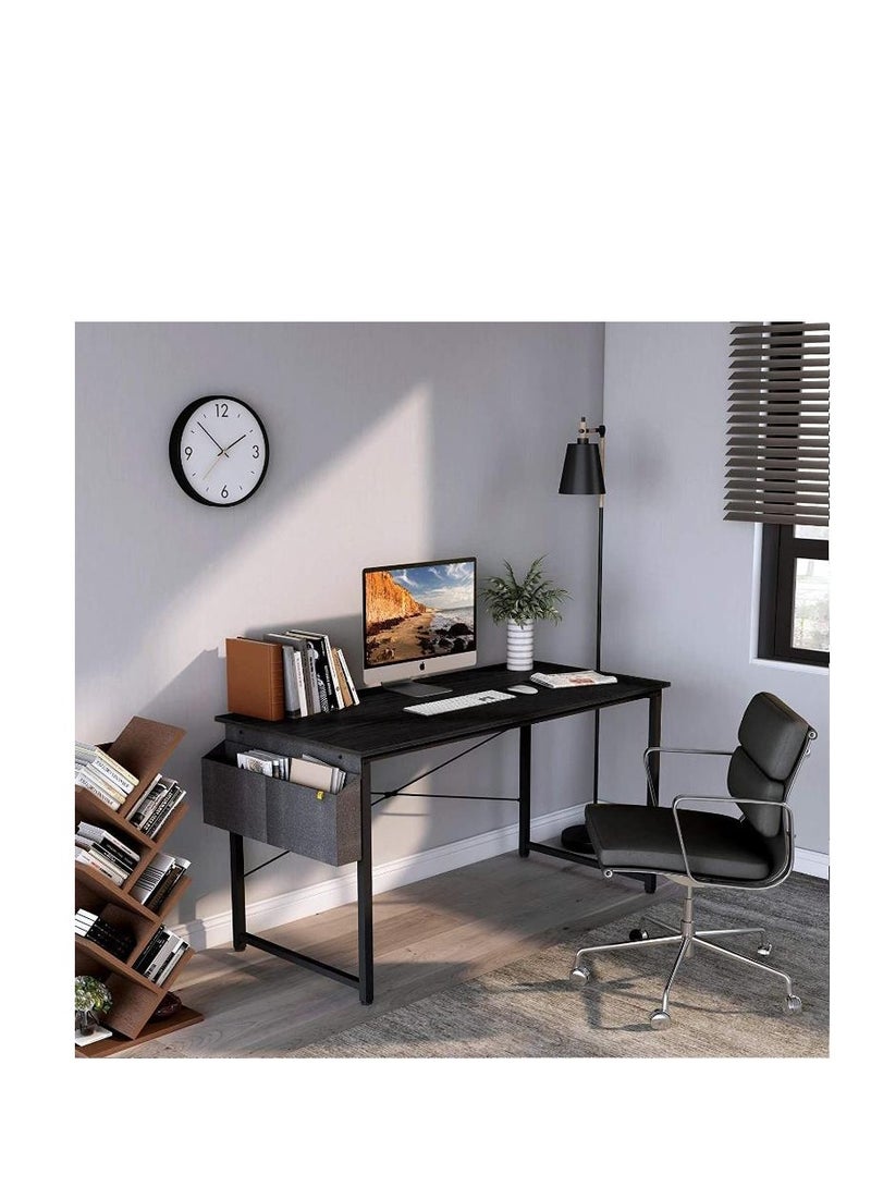 Golden Modern Computer Desk Sturdy Office Desk Simple Writing Desk Study Table with Storage Bag and Hook for Home Office Bedroom Living Room PC Laptop Notebook Table (120 * 60cm, Black) - Image 5