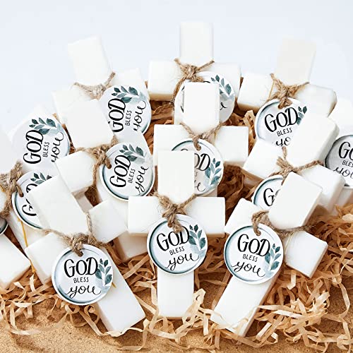 Otuuz 24 Pcs Baptism Favors for Guests Cross Soap, Baby Shower Soap Favors Scented Soaps First Communion Gifts for Guests Party Wedding Birthday Gift Bridal - Image 1