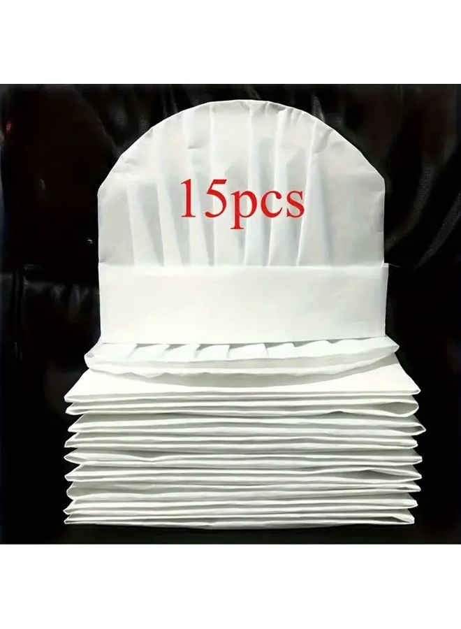 15 قطعة من قبعات الطاهي القابلة للتصرف غير المنسوجة والخفيفة وقبعات المطبخ - Image 1