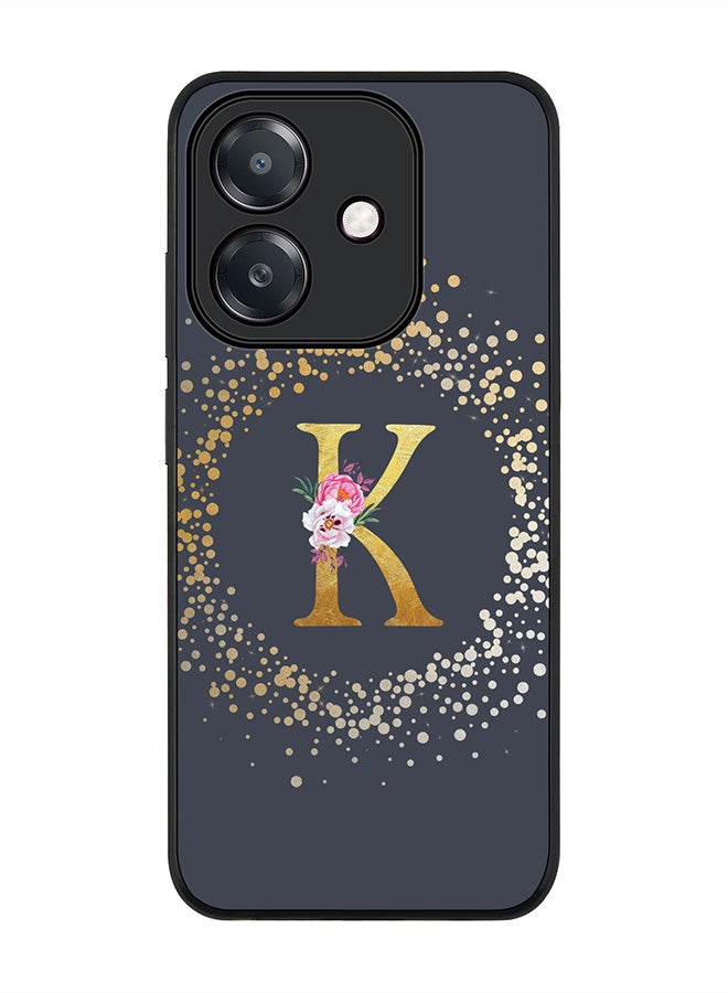 Stylizedd For Oppo A5i Case,Slim fit Camera Protection, Shockproof Thin Phone cover  - Custom Monogram Floral - K  (Grey )