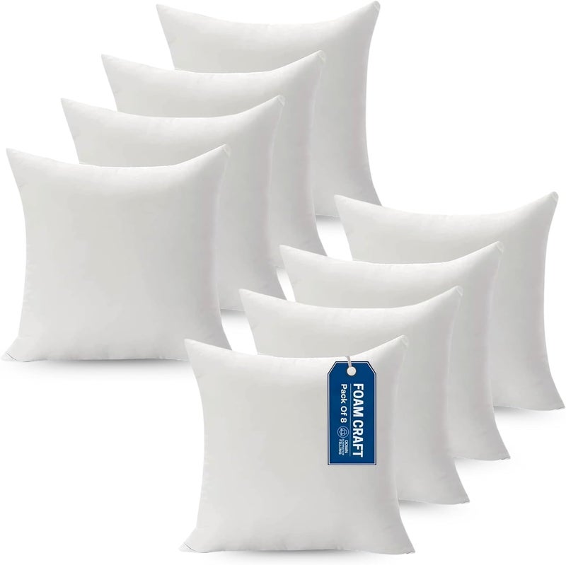 Cushion Inserts for Sofas Cushions, Bed Pillows & Chair Cushions | 100% Polyester Stuffed Cushion Filler for Couch Cushions | Washable Cushion Inner Pads, Pack of 8 Throw Pillow Inserts (50 x 50cm) - Image 1