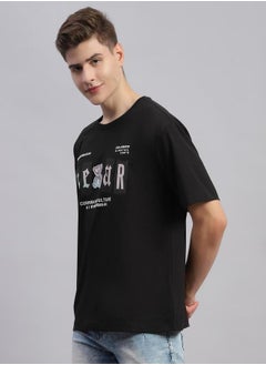 Monte Carlo Men Printed Black Round Neck Half Sleeve Regular Fit T-Shirt by Styli  - Image 2