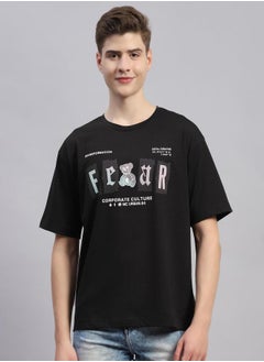 Monte Carlo Men Printed Black Round Neck Half Sleeve Regular Fit T-Shirt by Styli  - Image 1