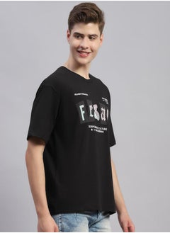 Monte Carlo Men Printed Black Round Neck Half Sleeve Regular Fit T-Shirt by Styli  - Image 3