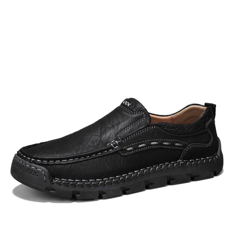 Men'S Shoes, Loafers, Casual Shoes, Outdoor Workwear Leather Shoes, Spring Low-Cut Slip-On Leather Shoes, Hand-Stitched Single Shoes - Image 3
