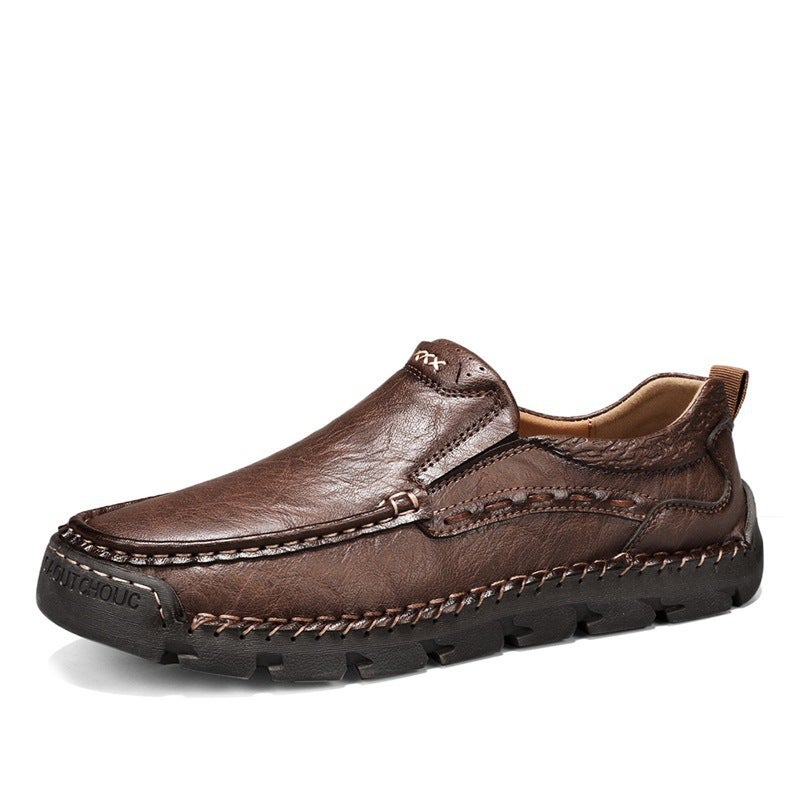 Men'S Shoes, Loafers, Casual Shoes, Outdoor Workwear Leather Shoes, Spring Low-Cut Slip-On Leather Shoes, Hand-Stitched Single Shoes - Image 2