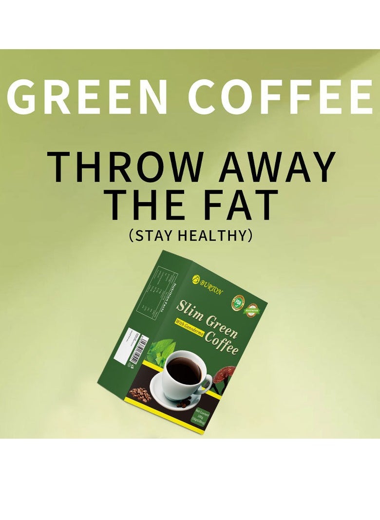 BURTON Slimming Light Green Coffee, Natural herbs Slimming lose, Ganoderma lucidum coffee, Weight Green Coffee with Ganoderma, box of 10 sticks  - Image 2