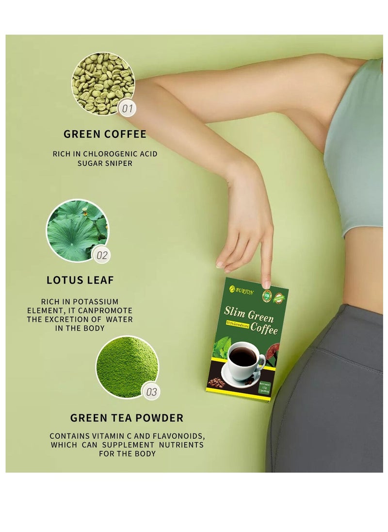 BURTON Slimming Light Green Coffee, Natural herbs Slimming lose, Ganoderma lucidum coffee, Weight Green Coffee with Ganoderma, box of 10 sticks  - Image 3