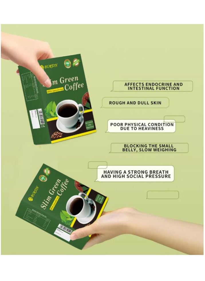 BURTON Slimming Light Green Coffee, Natural herbs Slimming lose, Ganoderma lucidum coffee, Weight Green Coffee with Ganoderma, box of 10 sticks  - Image 4