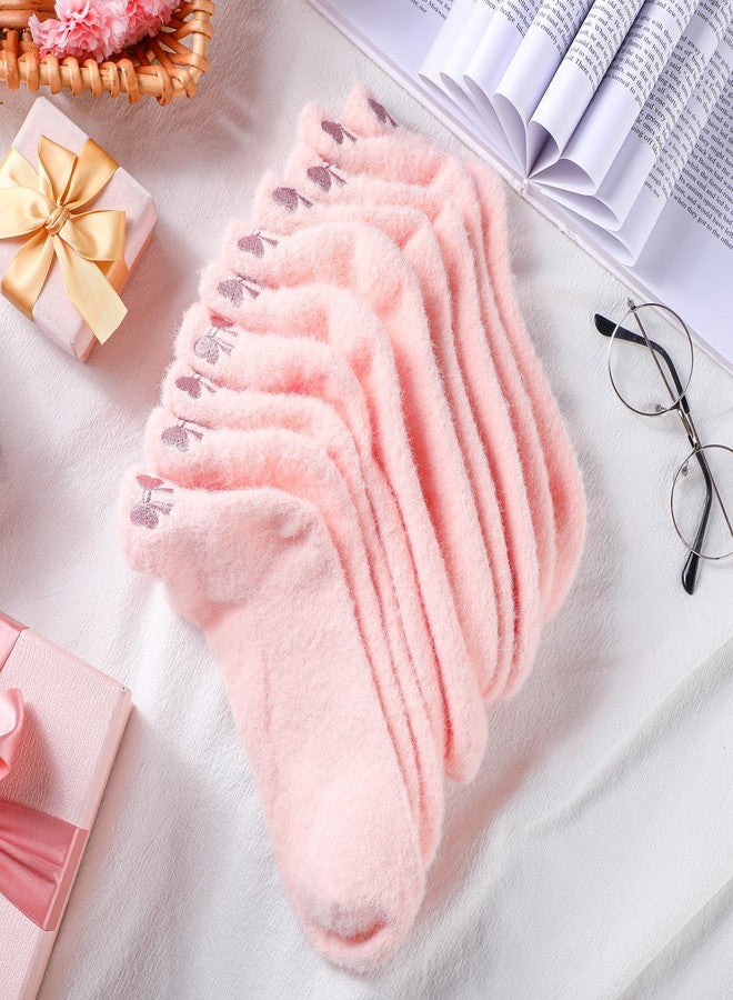 Skicuff جوارب Skicuff النسائية المزينة بفيونكة، 5 أزواج، جوارب ناعمة ومريحة للكاحل، هدية مثالية للنساء والفتيات في فصل الشتاء وعيد الحب (لون وردي) - Image 4