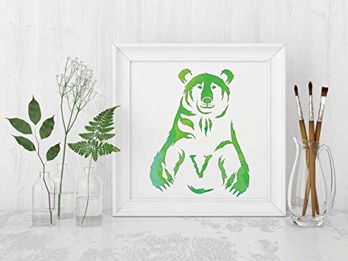 OBUY Lion Deer Tiger Wolf Whale Horse Animal Stencils for Painting on Wood, Fabric, Walls, Airbrush + More | Reusable Mylar Template (Bear) - Image 4