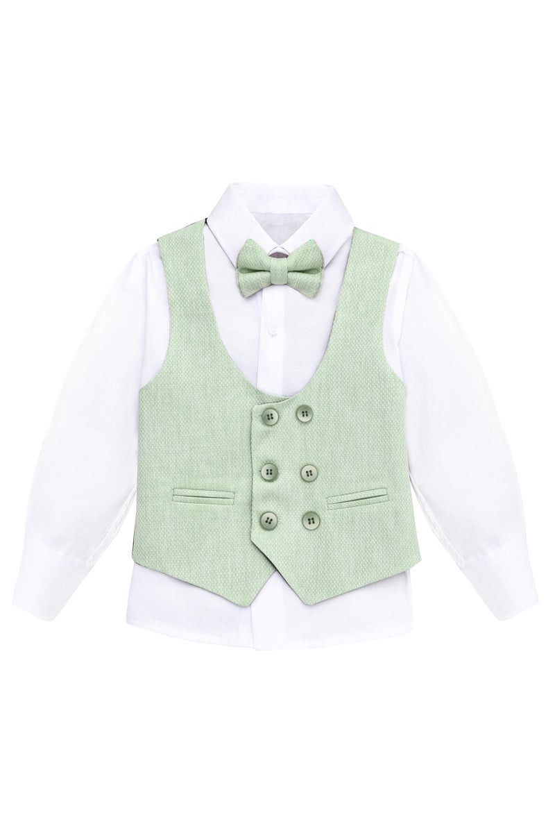 Lilax Boys’ Formal Suit Set, Boys Wedding Ring Bearer Outfit for Kids, Dresswear 4 Piece Suit Set (12 Months, Green) - Image 2