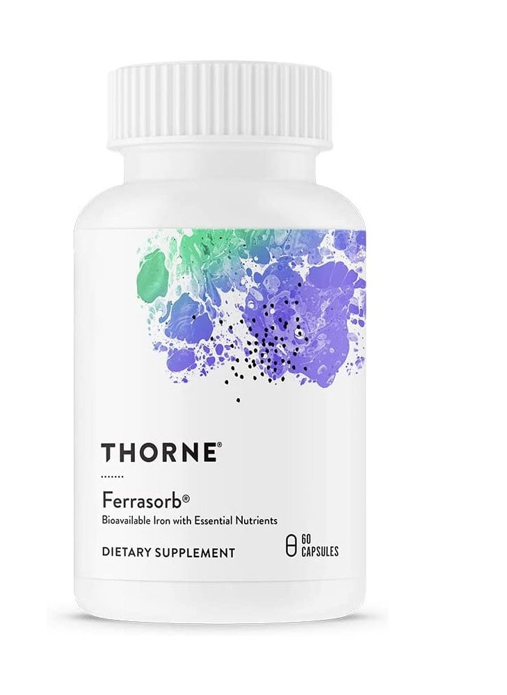 Thorne - Ferrasorb - Bioavailable Iron with Essential Nutrients - 60 Capsules Dietary Supplement 60 Capsules - Image 1