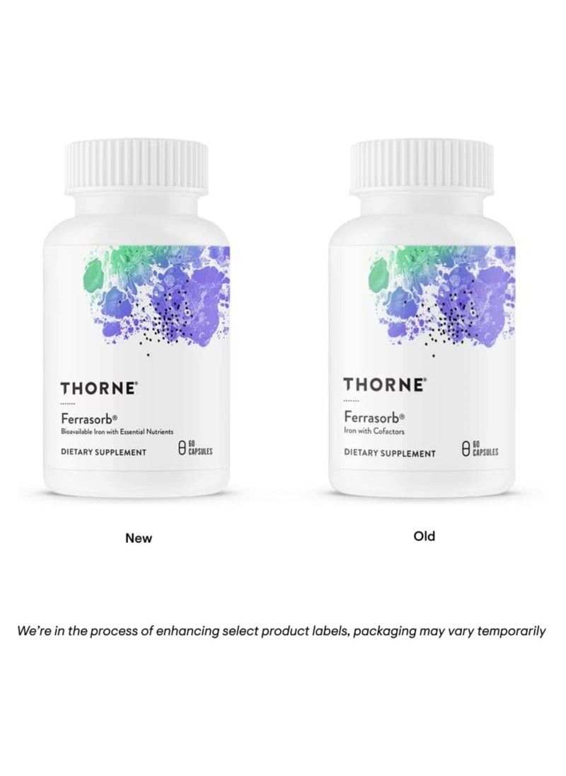 Thorne - Ferrasorb - Bioavailable Iron with Essential Nutrients - 60 Capsules Dietary Supplement 60 Capsules - Image 1
