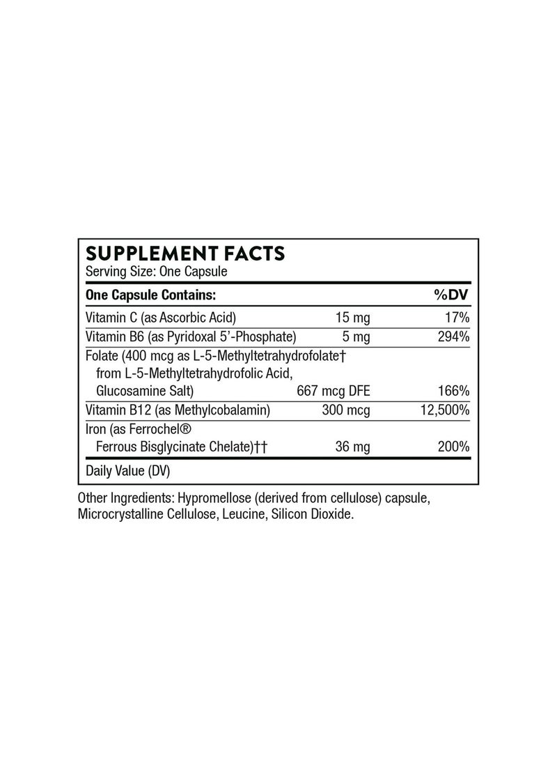 Thorne Ferrasorb - Bioavailable Iron with Essential Nutrients - 60 Capsules Dietary Supplement 60 Capsules - Image 2