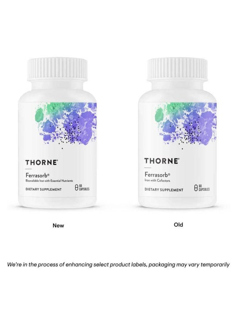 Thorne Ferrasorb - Bioavailable Iron with Essential Nutrients - 60 Capsules Dietary Supplement 60 Capsules - Image 3