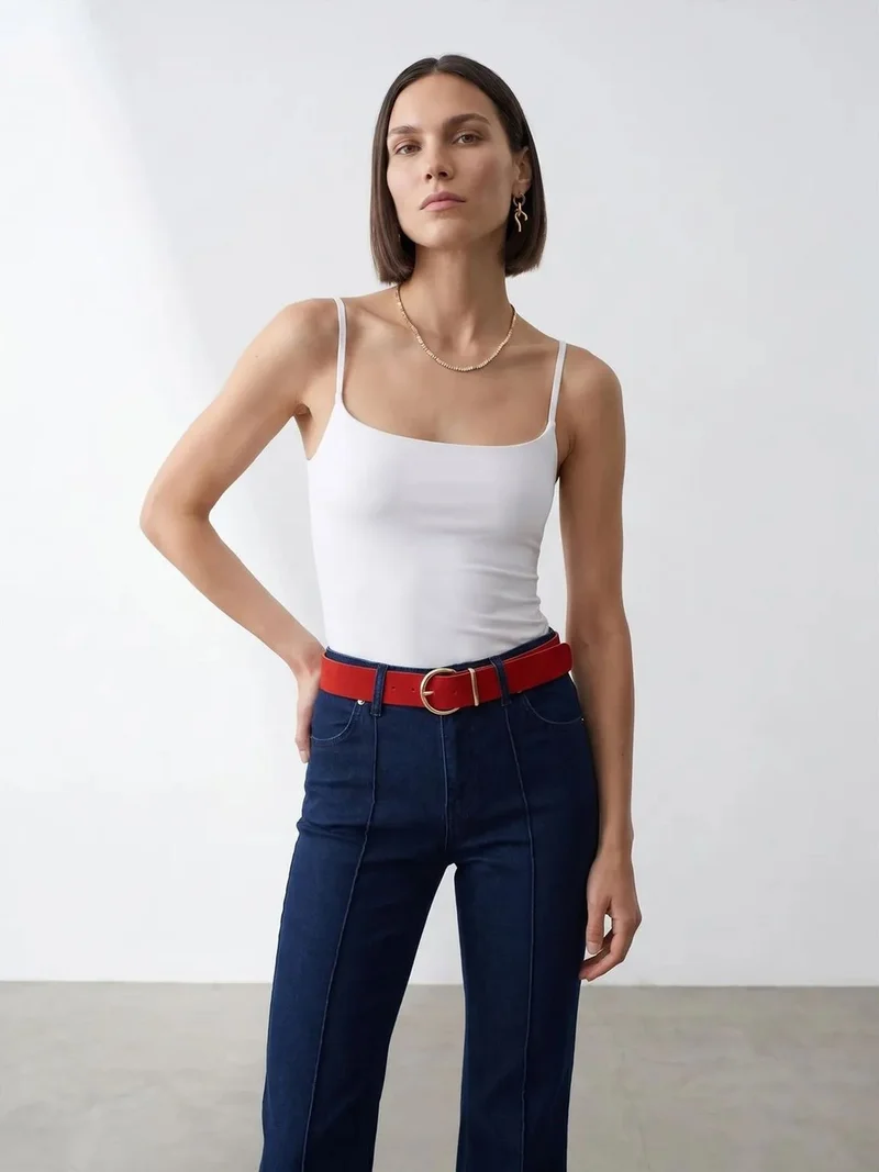 ديلفين Dilvin Slim Fit Square Neck Sleeveless Blouse