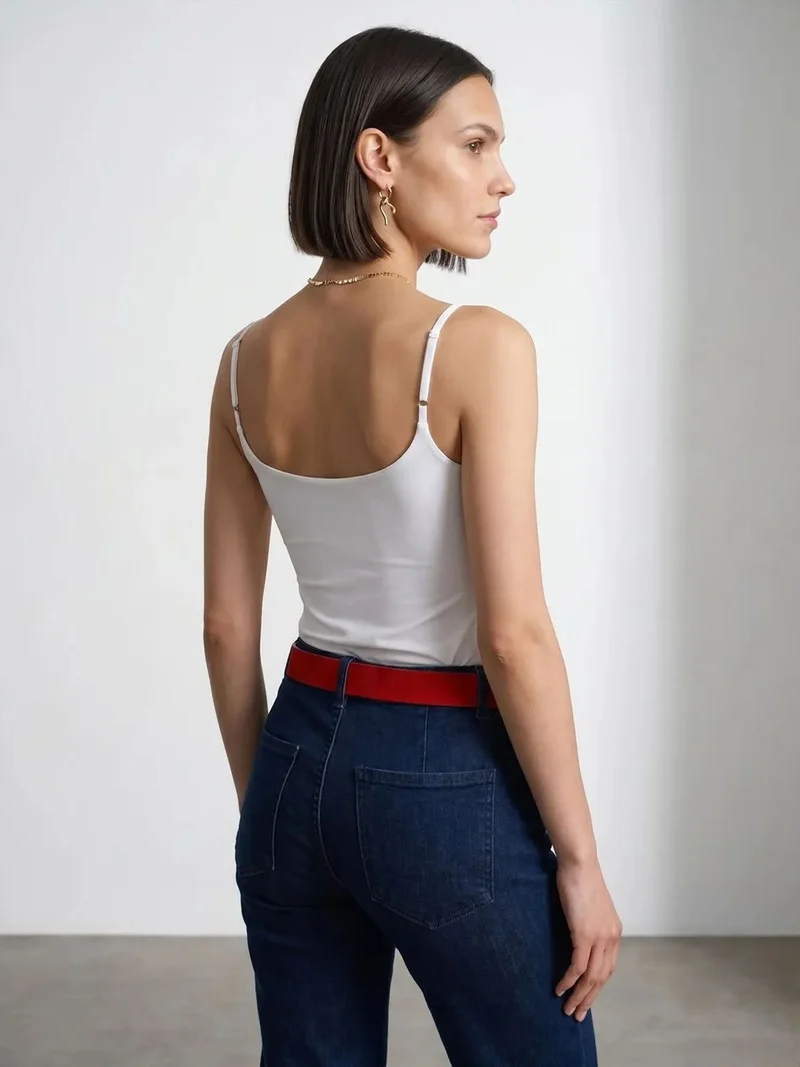 ديلفين Dilvin Slim Fit Square Neck Sleeveless Blouse