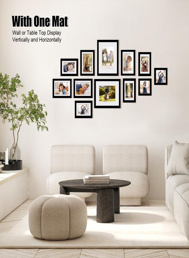 مجموعة إطارات جدارية سوداء من إيغوفاين، 12 إطارًا، مصنوعة من الخشب الصلب، لتزيين جدران المنزل، يمكن تعليقها أو عرضها على الطاولة، تتضمن أحجامًا متعددة: إطاران 8×10، أربعة إطارات 5×7، أربعة إطارات 4×6، وإطاران 4×4 - Image 3