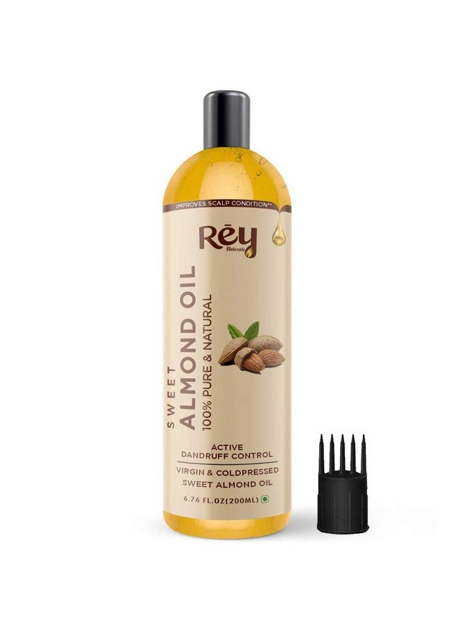 Rey Naturals Sweet Almond Oil For Hair Growth (Badam Oil) | Cold Pressed Almond Oil For Face, Skin & Massage | Odorless Vitamin-E Enriched Almond Hair Oil For Soft, Shiny & Dandruff Free Hair | 200Ml - Image 1