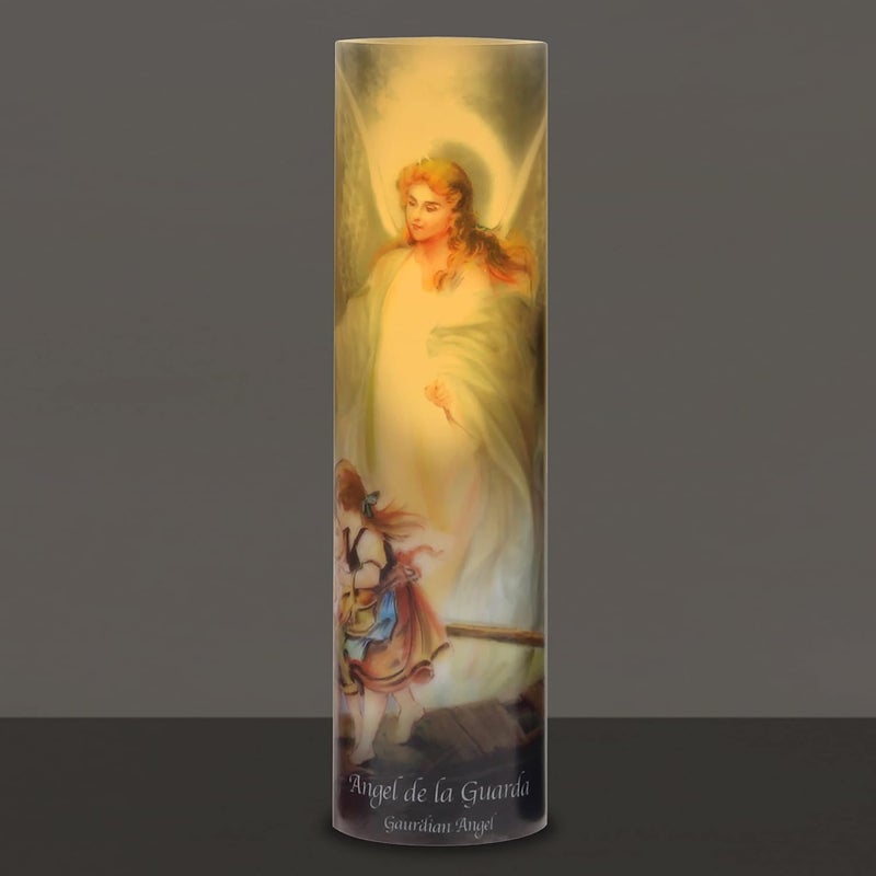 Stonebriar The Saints Collection Guardian Angel Flickering LED Prayer Candle with Automatic Timer, Religious Gift Ideas for Mom, Dad, Sister, Brother, and Friends 8 Inches, 1 Count (Pack of 1) - Image 4