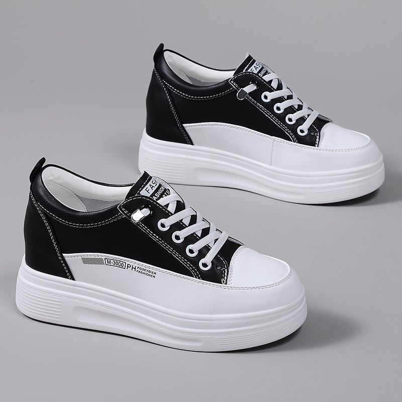 Inner Height White Shoes Women'S Autumn Lightweight Foot Show Small Platform Shoes 7Cm Small Thick-Soled Women'S Shoes - Image 4