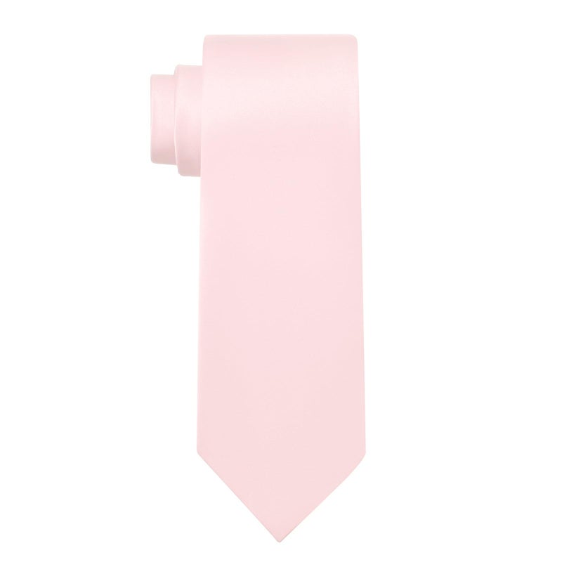 KOOELLE Light Pink Tie Solid Pure Color Plain Mens Neckties Formal Blush Ties For Men - Image 1