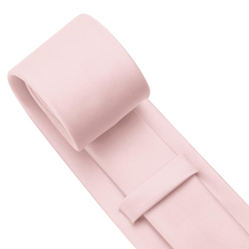 KOOELLE Light Pink Tie Solid Pure Color Plain Mens Neckties Formal Blush Ties For Men - Image 5