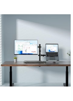 Generic Laptop Monitor Mount Stand- Height Adjustable Desk Mount with Clamp and Grommet Mounting Base for 1 monitor 15 -33” and 1 laptop 13 -17”, VESA 75/100 Max Load 9KG  - Image 2